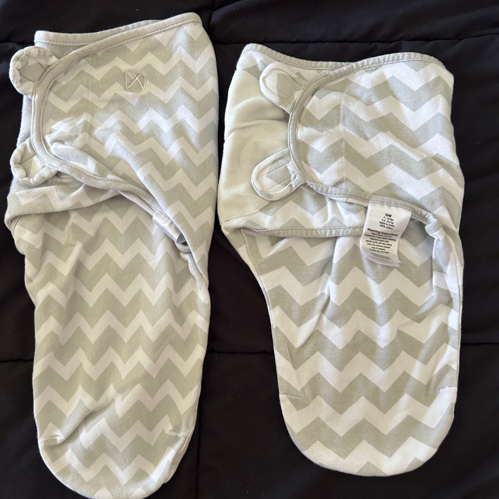 Gray Chevron Baby Swaddle Set